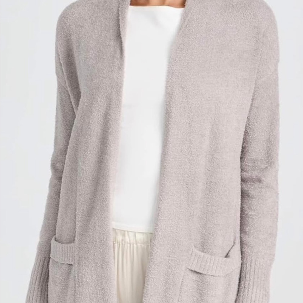Barefoot Dreams Cozy Open Front Cardigan - Light Gray